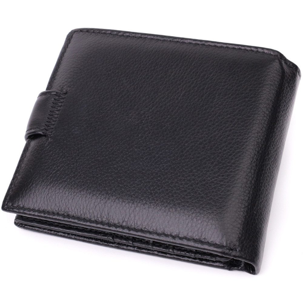Отменный горизонтальный бумажник для мужчин из натуральной кожи ST Leather 22465 Черный Киев - изображение 6