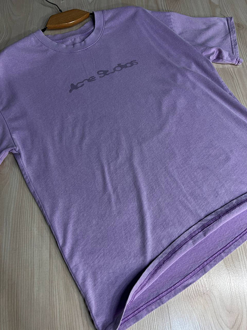 Футболка женская A-N 27039 вареная тай-дай оверсайз хлопок с надписью, сиреневый, one size Киев - изображение 3