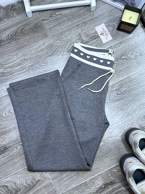 Жіночі повсякденні штани вільного крою з нашивкою на талії трикотаж Modal Графіт, 46 Одеса - фото 1