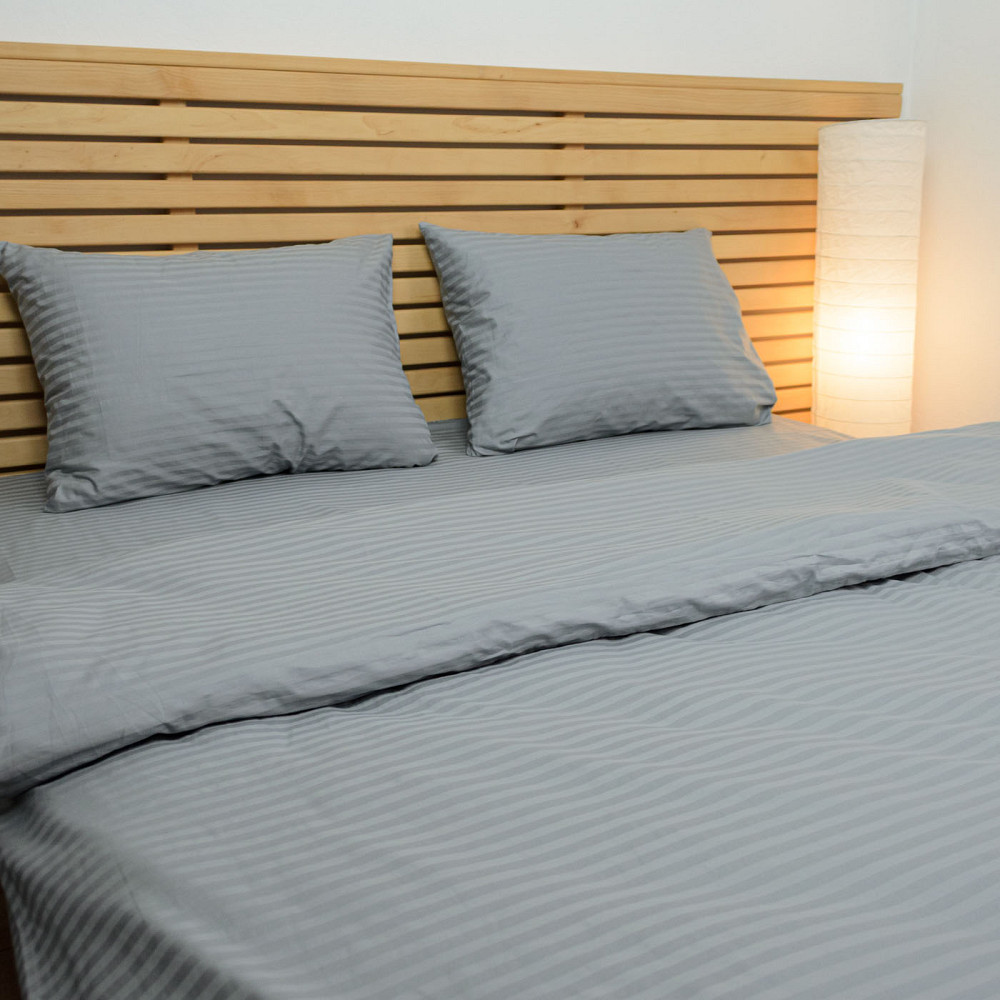 Постільна білизна Страйп Сатин Полуторна 125 г/м2 YouStar (Сірий) 2 х 70х70 Суми - фото 6