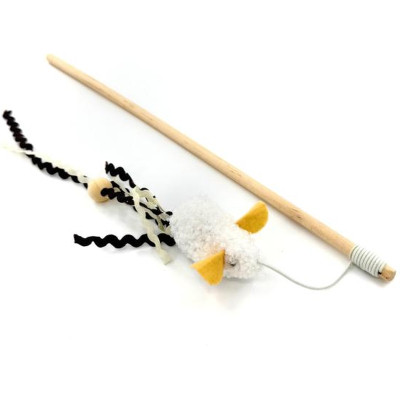 Игрушка для кошек Hippie Pet Вудка з мишкою біла 40 см (HIPCW2303009B) Винница - изображение 1