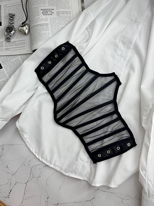 Стильный женский корсет из сетки. Черный, S/M Одесса - изображение 3