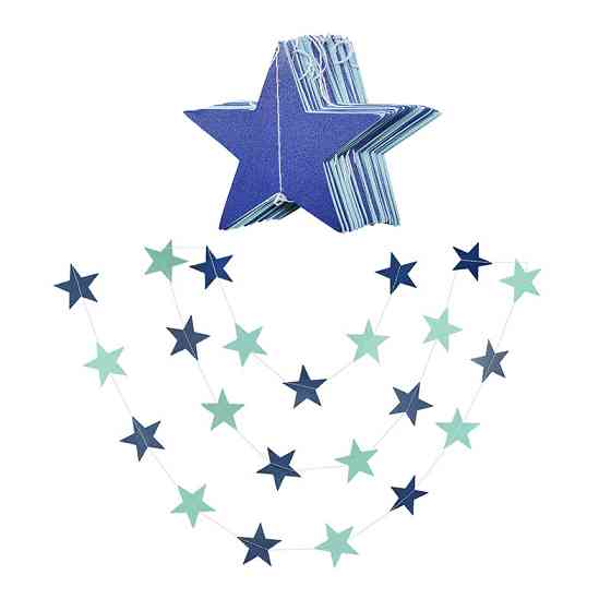 Гирлянда Звездочки на нитке 4 м на 7 см сине-голубой Киев