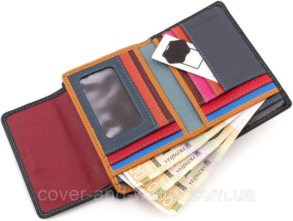 Черный кожаный женский портмоне среднего размера на магнитной застежке ST Leather Киев - изображение 7