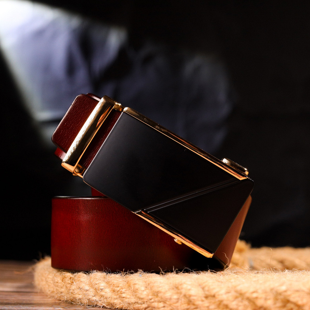 Двусторонний ремень для мужчин из натуральной кожи Vintage 21479 Коричневый Киев - изображение 10