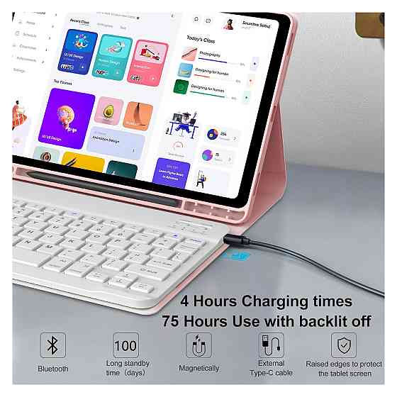 Чохол з клавіатурою FOGARI для Samsung Galaxy Tab A9 Plus 11 SM-X210/X216/X218 Рожевий знімна Bluetooth клавіатура тримач S Pen Київ