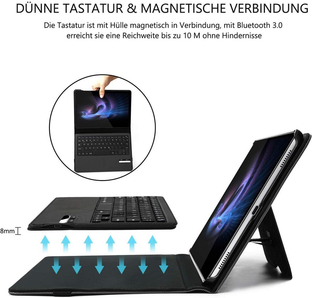 Клавиатура-чехол для Samsung Tab A T510/T510N/T515/T515N черный QWERTZ съемная Bluetooth аккумулятор microUSB Киев - изображение 6