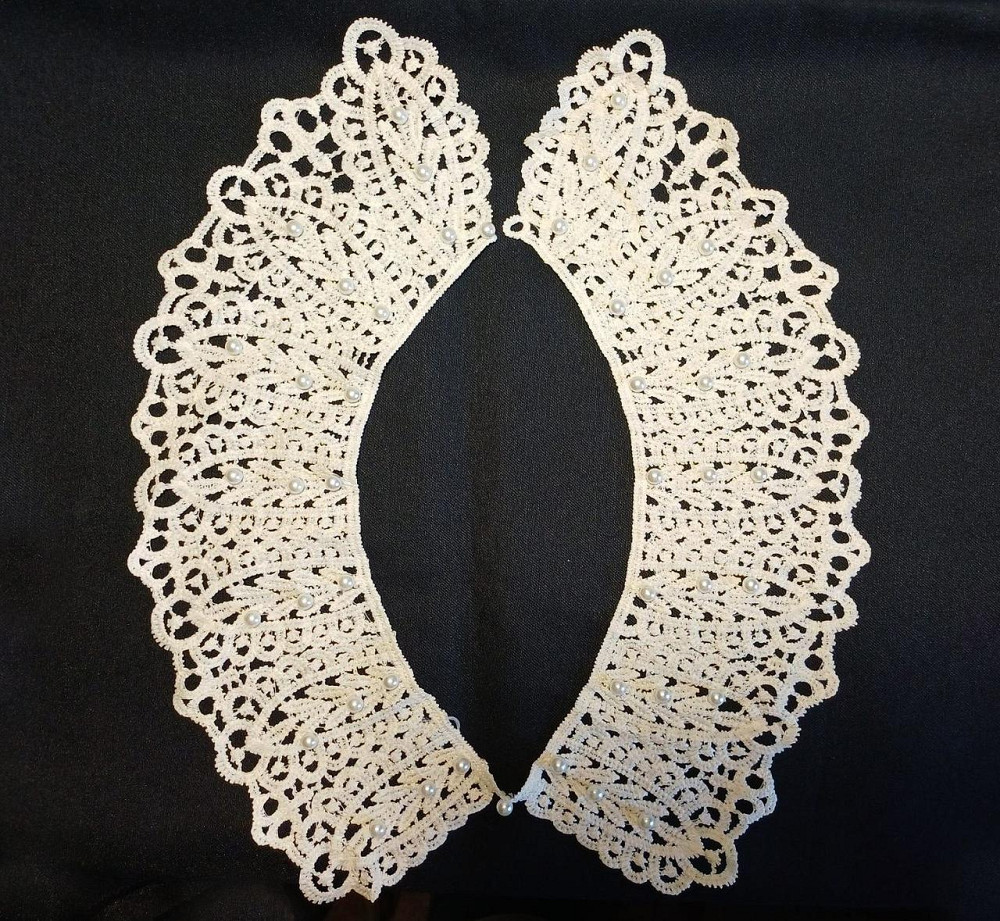 Воротник кружевной бежевый с бусинами Киев - изображение 1