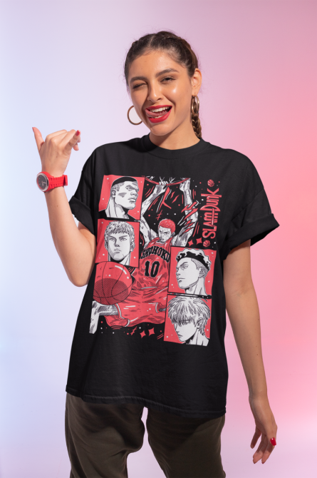 Футболка з аніме принтом Слам Дунк Слам Дунк оверсайз (S/M/L) Чорний AnimeJ0754 Дніпро - фото 2