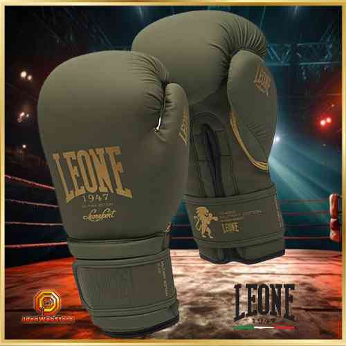 Перчатки боксерские для бокса и единоборств профессиональные оригинальные Leone Mono Military 12 унций Зеленые Киев
