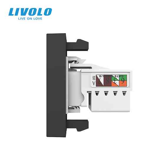Інтернет-розетка RJ-45 (8P8C Cat.6) LIVOLO, чорна, модуль 0.5 поста, з шторкою (VL-FCCP-1BP) Коломыя