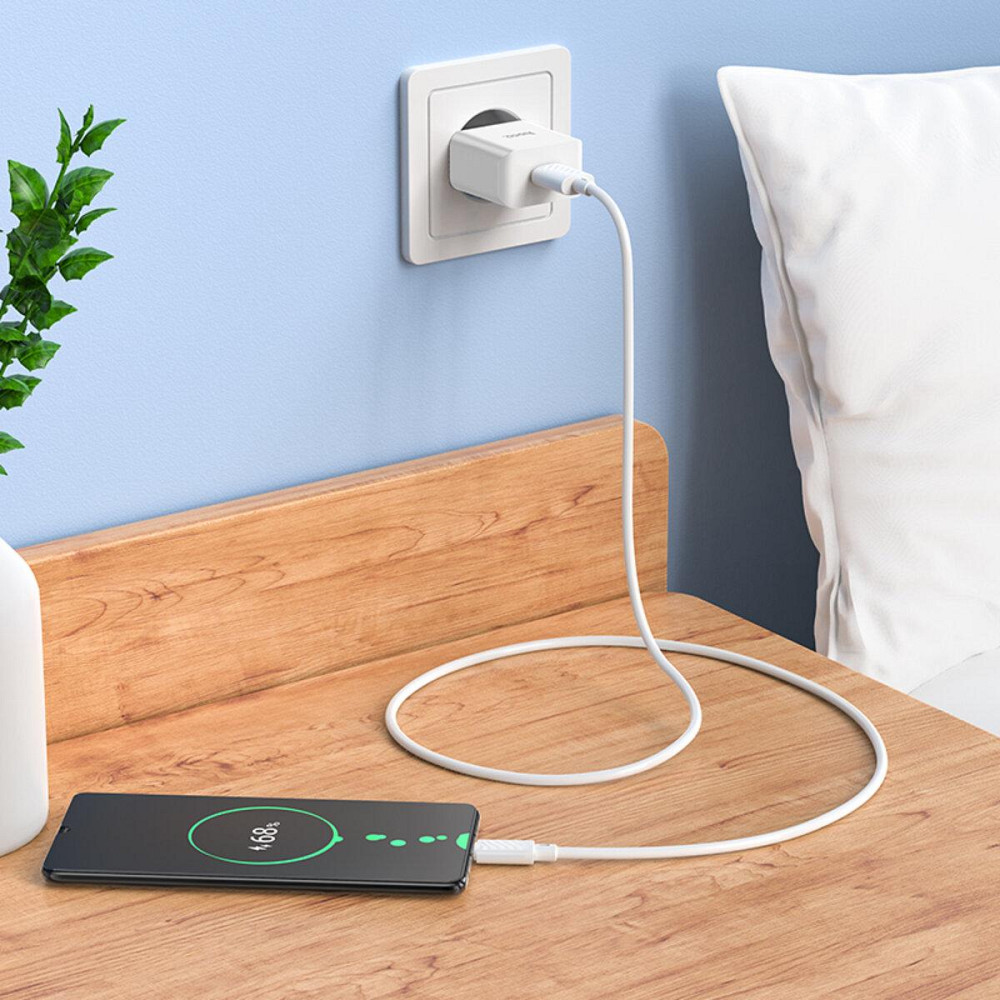 Сетевое зарядное устройство HOCO C106A Leisure single port charger set, цвет белый 6931474783905 Одесса - изображение 8