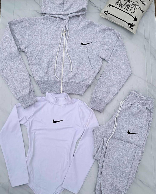 Жіночий стильний повсякденний костюм-трійка двонитка костюм, боді віскоза Меланж, 46/48 Одеса - фото 1