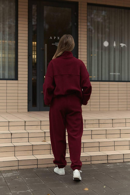 Жіночий теплий прогулянковий костюм-двійка двосторонній поліс фліс Бордо Одеса - фото 4