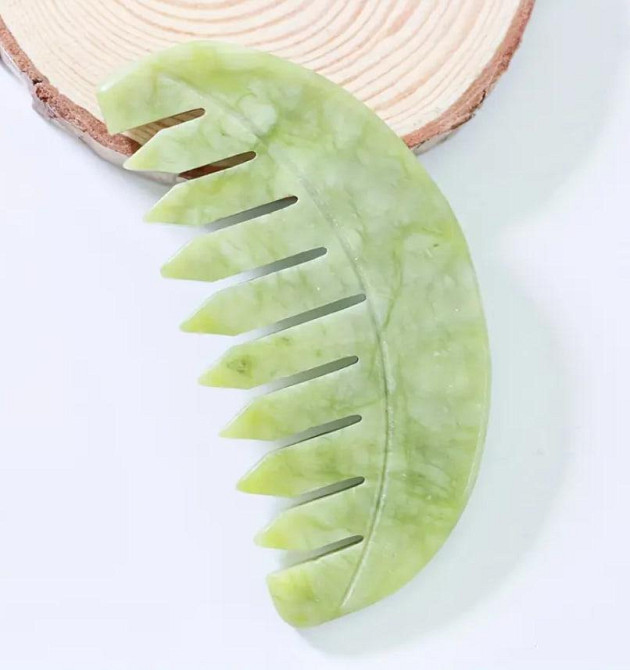 Гребень Гуаша из натурального нефрита, инструмент для массажа головы, волос и лица. Киев - изображение 4