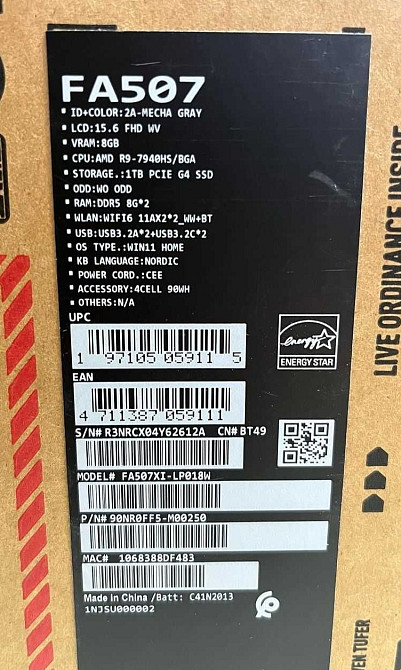 Ноутбук: ASUS TUF RYZEN 9 RTX 4070 7940HS RTX 4070 Київ - фото 4