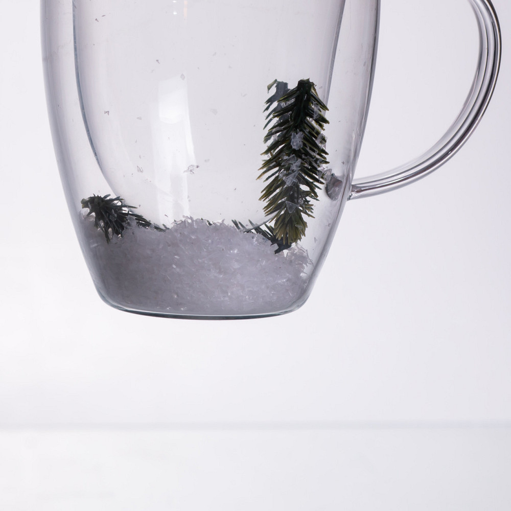 Стеклянная чашка с двойными стенками и новогодним декором 350 мл Киев - изображение 2