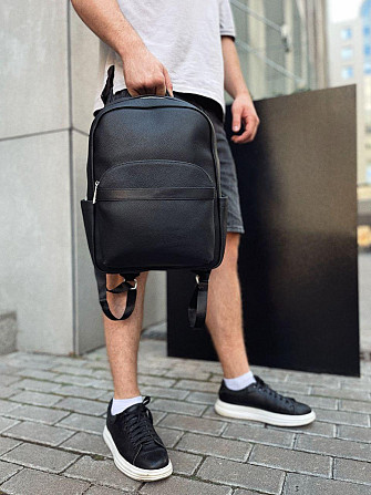 Мужской городской кожаный рюкзак черный Tiding Bag 60320 Каменское - изображение 5