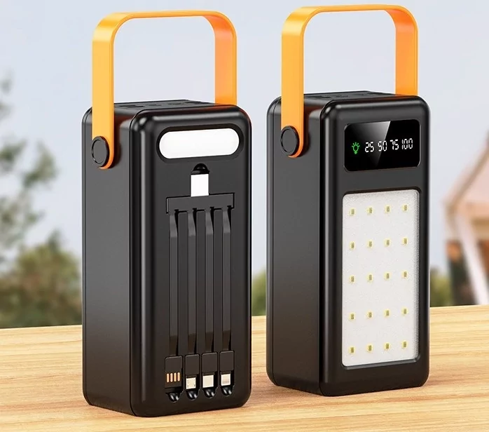 Портативний зовнішній акумулятор Bilintong 60000mAh Power Bank + Led ліхтарик Чорний Вінниця - фото 3