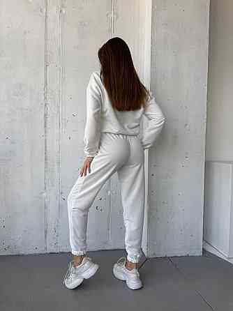 Жіночий повсякденний костюм-двійка: кофта та штани двохнитка-петля Молочний, 54/56 Одеса