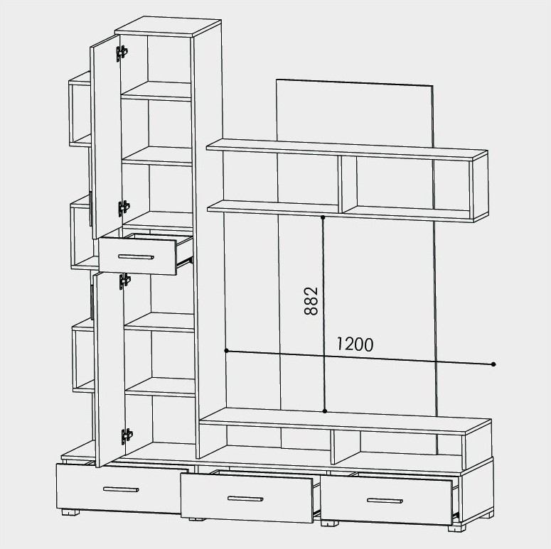 Стенка для гостиной Эверест Бриз + Пенал 18 венге + дуб молочный (DTM-2247) Львов - изображение 4