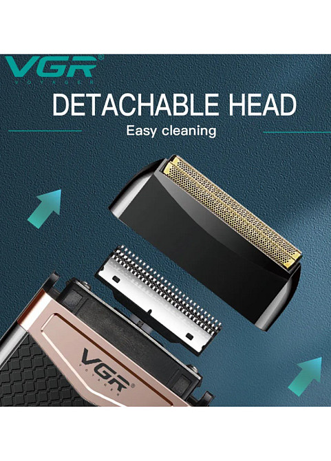 Электробритва VGR V-331 беспроводная USB Type-C IPX4 двойная сетка 2 насадки для сухого и влажного бритья Одесса - изображение 3