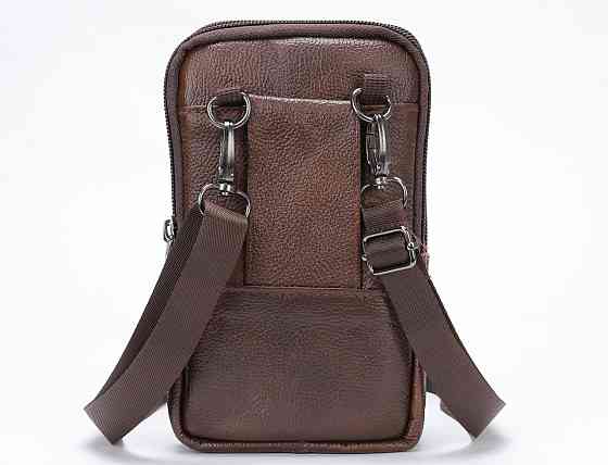Сумка-барсетка на ремінь брюк шкіряна Vintage 20352 Коричнева Київ