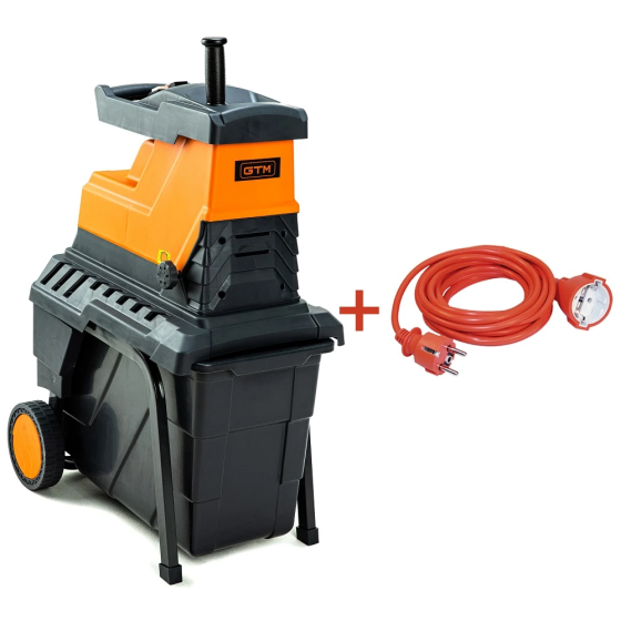 Садовий подрібнювач GTM MS2800/45 KIT + подовжувач 10м (MS2800/45_KIT+ext.cord : 2800 Вт, діаметр гілки 45 мм, ніж, контейнер 55 л Київ