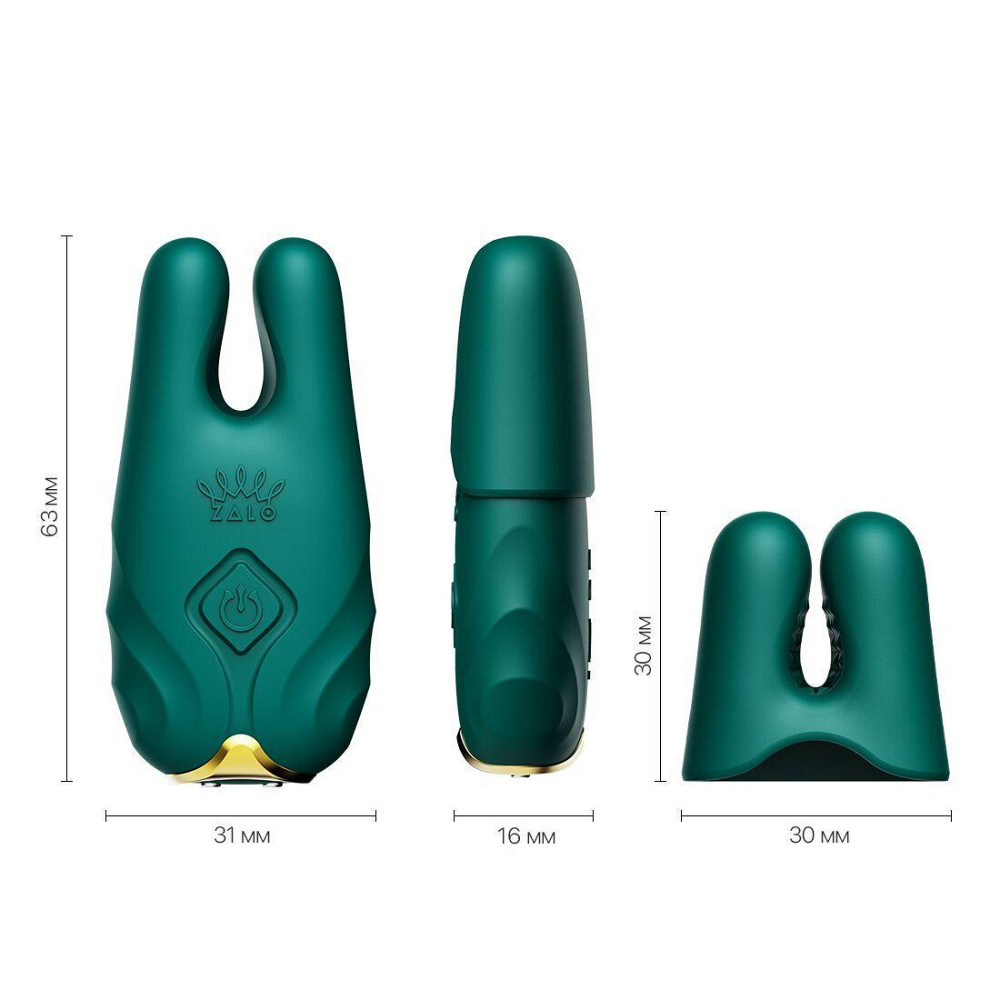 Смартвибратор для груди Zalo - Nave Turquoise Green, пульт ДУ, работа через приложение Sex Aura Киев - изображение 3