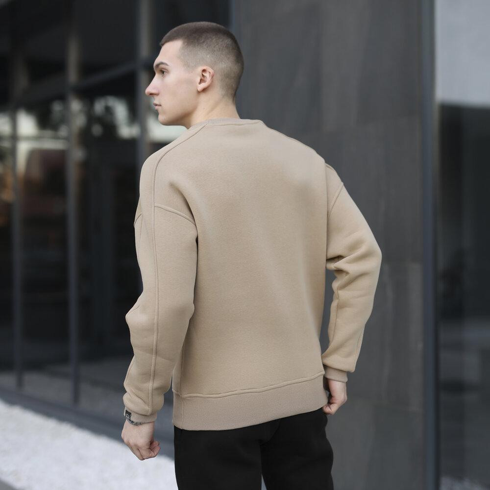 Бежевый свитшот теплый для мужчин. Оверсайз свитшот бежевый Pobedov Hubble Киев - изображение 4