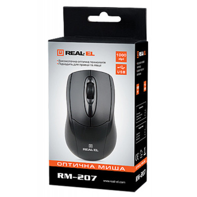 Мишка REAL-EL RM-207, USB, black Вінниця - фото 4
