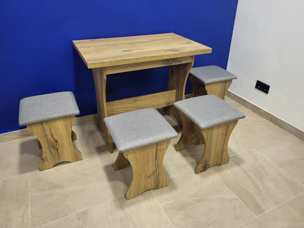 Стіл на кухню та 4 м'які табурети (комплект) Тканина - ЛДСП Дуб Флагшток Львів - фото 9