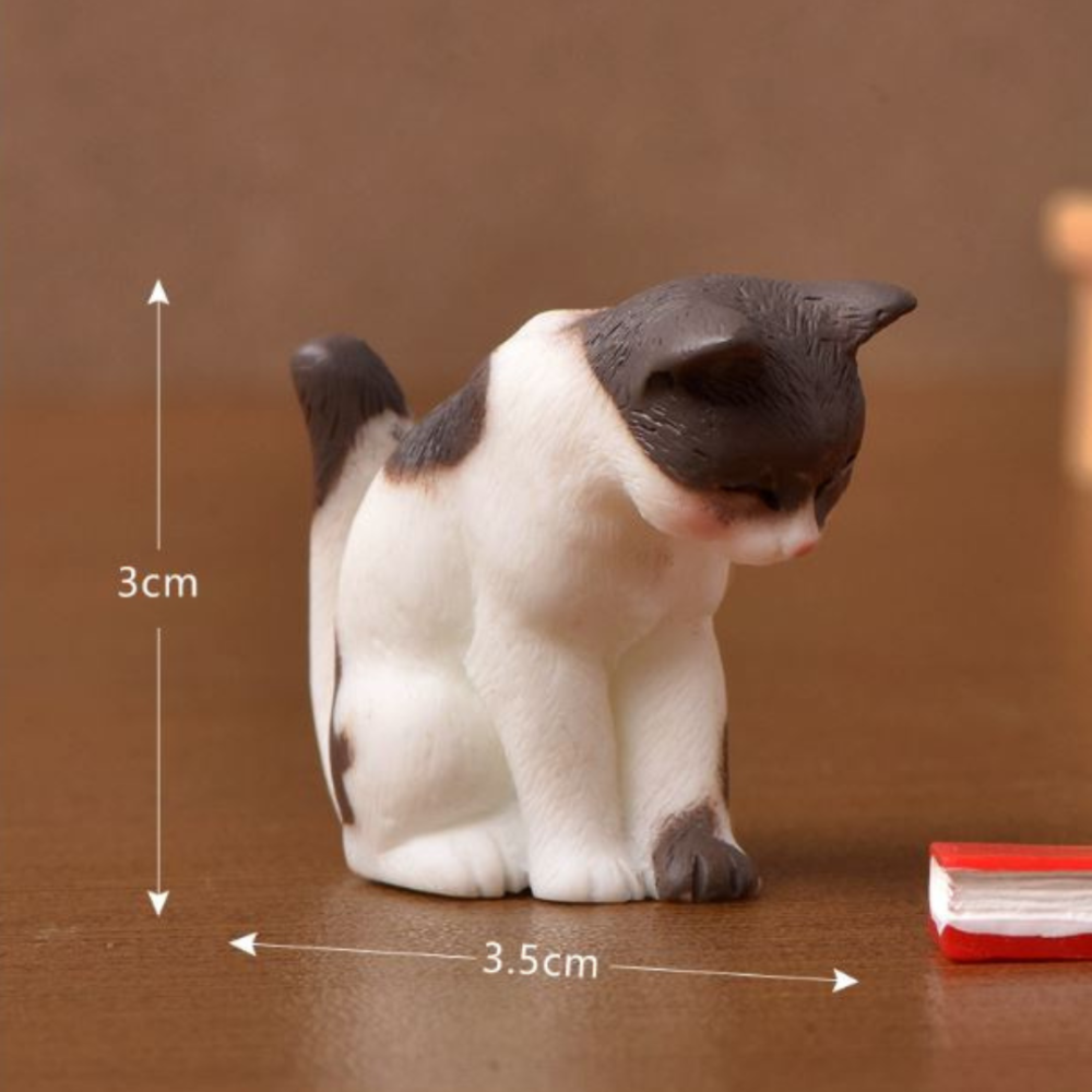 Декоративная фигурка Котик с книгой для флорариума, моссарриума, мини-сада, кашпо, песочного стола Черно-белый 1 Одесса - изображение 1