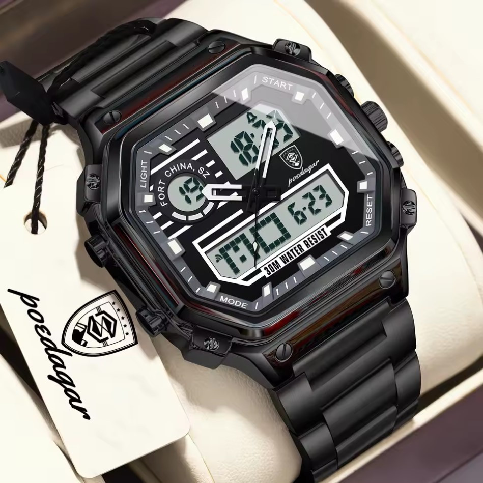 Часы мужские тактические научные Poedagar Dual Black Винница - изображение 7