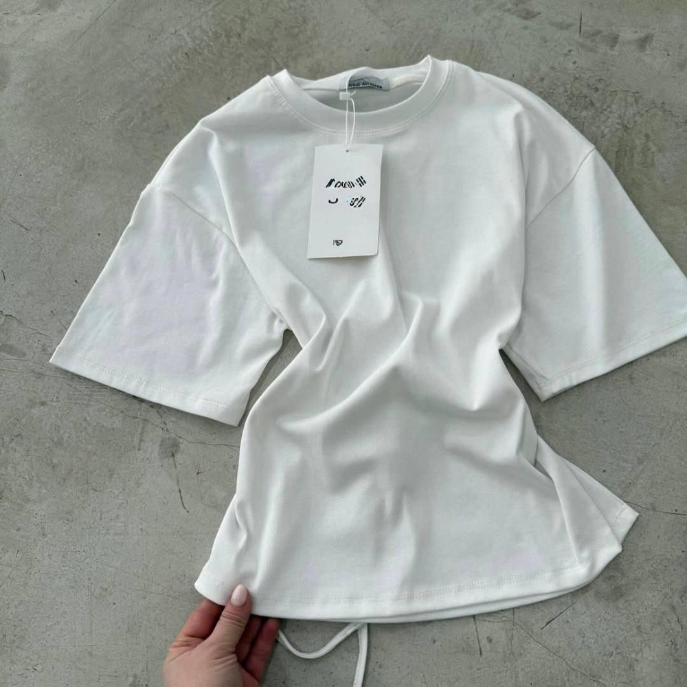 Жіноча базова повсякденна футболка з імітацією корсета Білий Одеса - фото 4