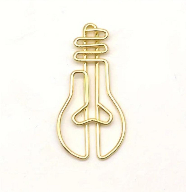 Креативні скріпки у формі лампочки | Набір 10 шт | Кольорові металеві скріпки для документів, нотато Київ - фото 3