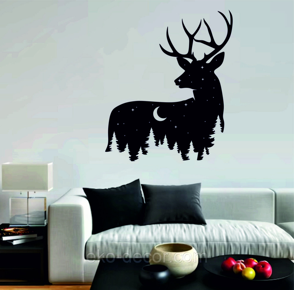 Декоративное настенное Панно «Новогодний олень» Декор на стену 90*75 см, Черный Киев - изображение 7