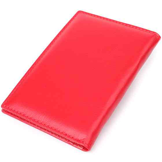 Яркая обложка на паспорт универсального формата из натуральной кожи Красный (ST Leather) Киев