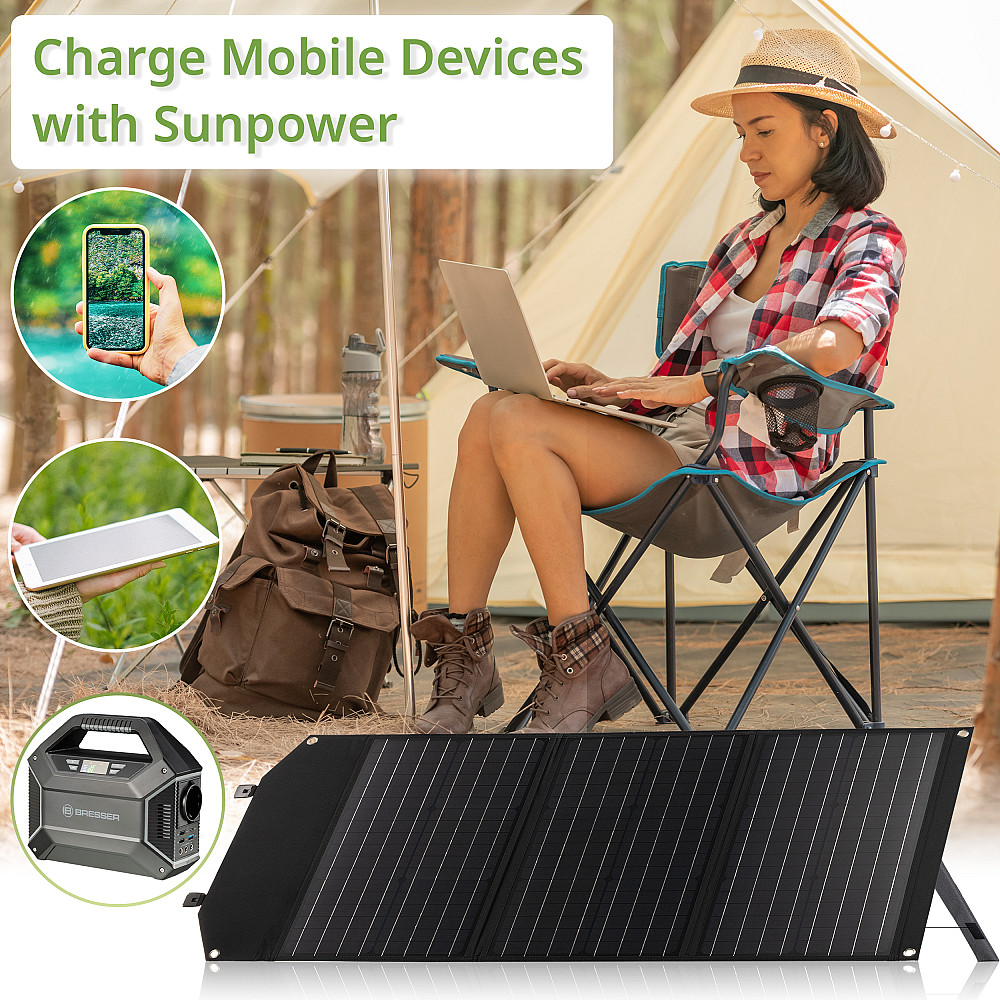Портативний зарядний пристрій сонячна панель Bresser Mobile Solar Charger 60 Watt USB DC (3810050) Київ - фото 2