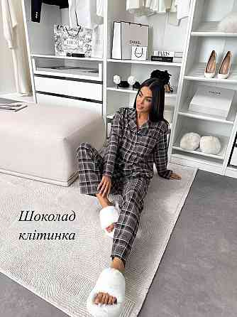 Жіноча домашня повсякденна картата піжама з фланелі. Шоколад, 42/44 Одеса