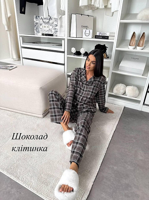 Женская домашняя повседневная в клетку пижама с фланели. Шоколад, 42/44 Одесса - изображение 5
