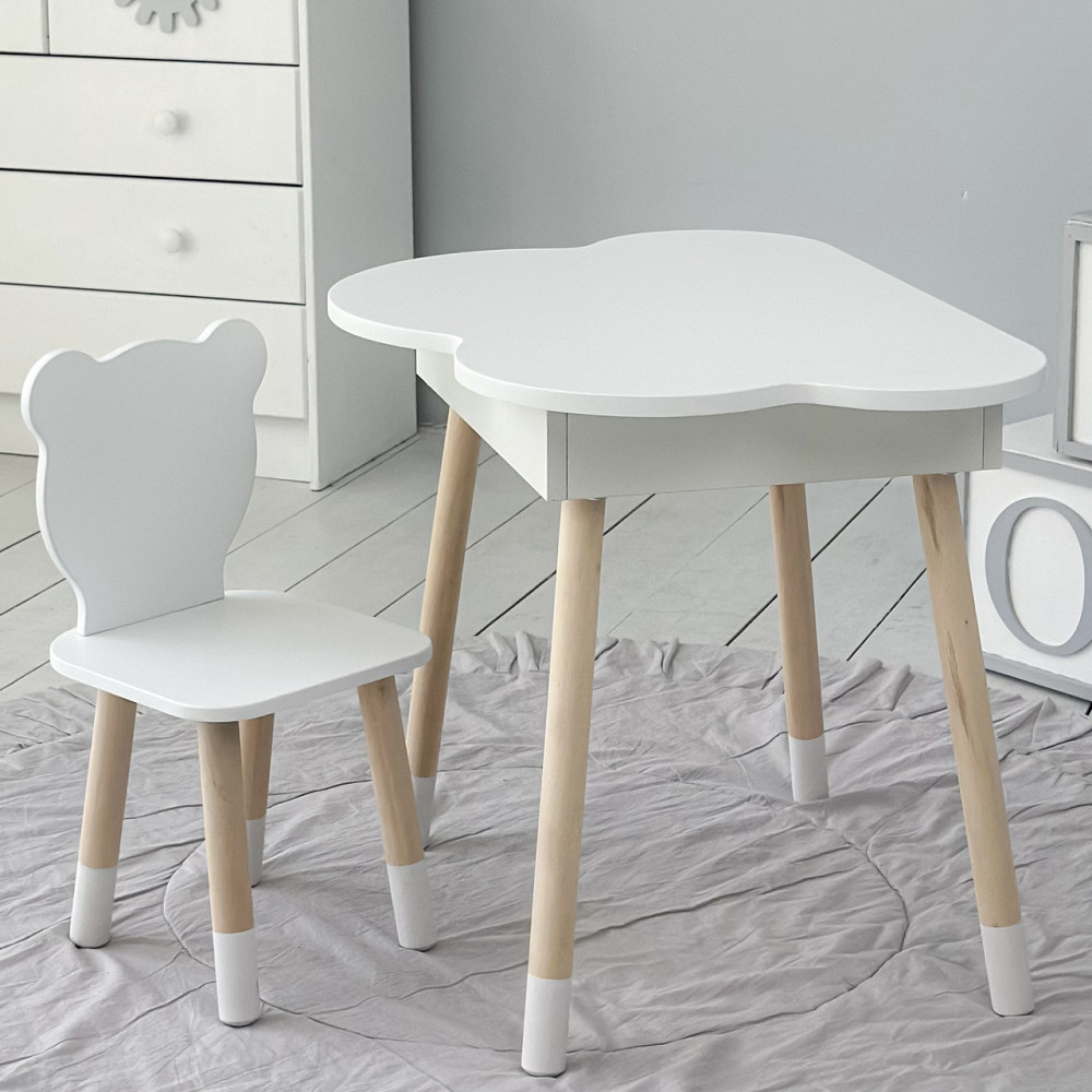 Детский столик с нишей и медвежонком-стульчиком, белый Киев - изображение 2