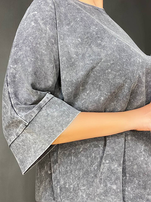 Футболка женская A-N 26030 вареная тай-дай оверсайз с вышивкой Mickey Mouse, серый, one size Киев - изображение 2