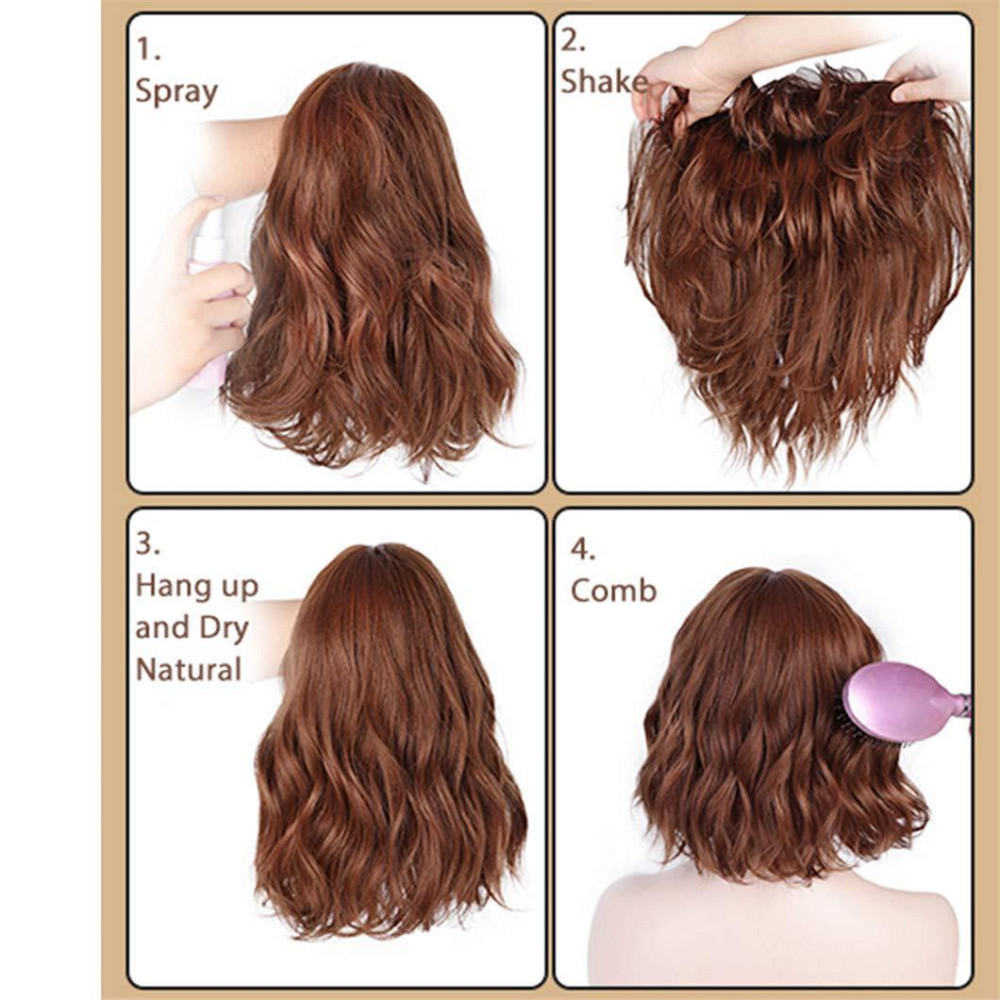 Коротка хвиляста термостійка жіноча перука каре з чубчиком, чорна з меліруванням, 14" 35 см, брюнетка балаяж волосся Київ - фото 4