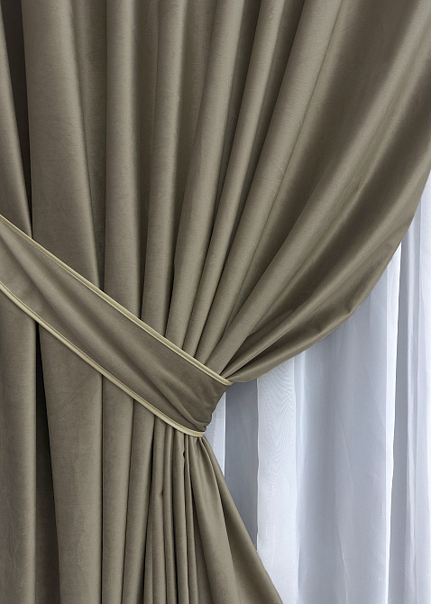 Комплект готових штор VR-Textil Оксамит (бархат) № 1656ш Капучино 200х290 см 2 шт (32-080) Київ - фото 5