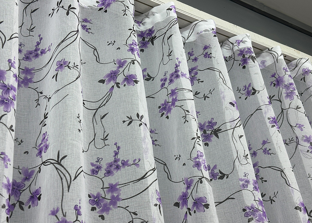 Тюль VR-Textil 1324т Flora Батист Білий з фіолетово-чорним принтом 400х270 см (40-204) Київ - фото 5
