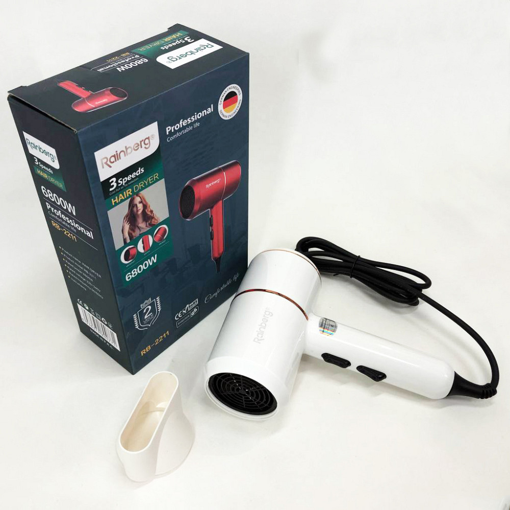 Женский мощный фен для укладки волос Rainberg, Фен с регулятором мощности и температуры QL-77 Львов - изображение 9