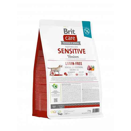 Сухой корм Brit Care Dog Grain-free Sensitive для собак с чувствительным пищеварением, беззерновой с олениной, Винница