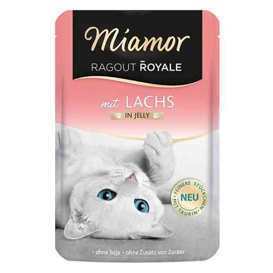 Miamor Ragout Royale mit Lachs МИАМОР РАГУ ЛОСОСЬ кусочки в желе беззерновой полнорационный влажный корм для котов, пауч 100г Киев