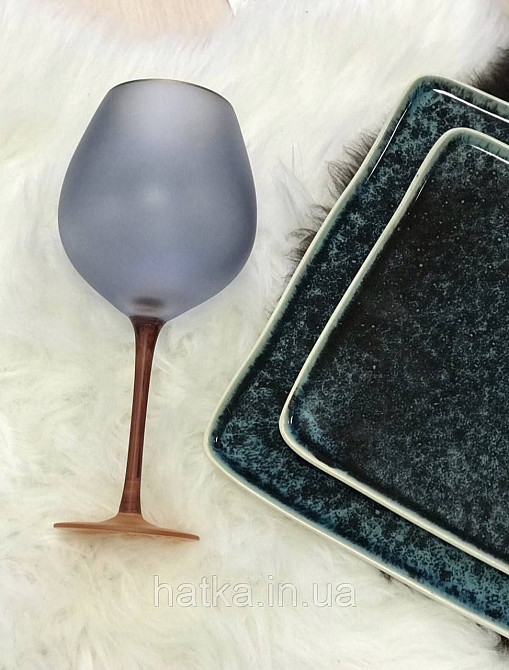 Тарілка квадратна Olens "Totem" 20,5х1,02 см кераміка синя для дому та ресторанів Київ - фото 4